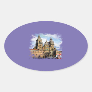Santiago de Compostela Cathedral (A Coruña) Oval Sticker