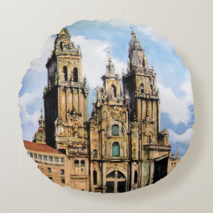 Santiago de Compostela Cathedral (A Coruña) Round Cushion