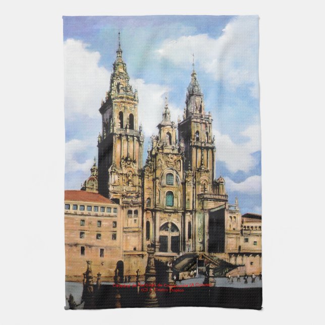 Santiago de Compostela Cathedral (A Coruña) Tea Towel (Vertical)
