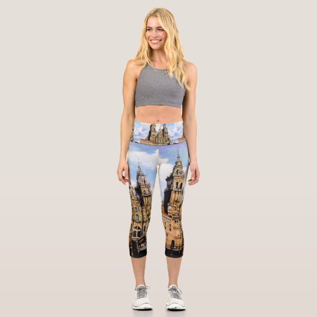 Santiago de Compostela Cathedral Capri Leggings (Front)