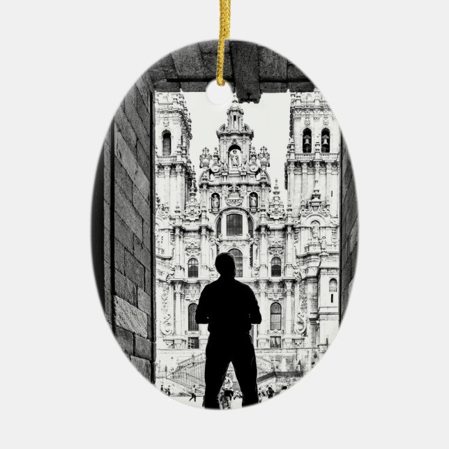 Santiago de Compostela Cathedral Ceramic Ornament (Front)