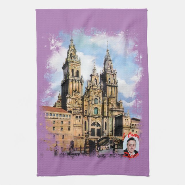 Santiago de Compostela Cathedral Tea Towel (Vertical)