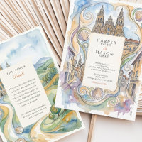 Santiago de Compostela Watercolor Camino Wedding