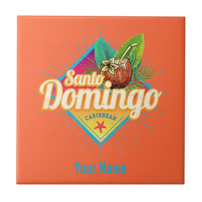 Santo Domingo Caribbean Dominican Republic Retro Ceramic Tile (Front)
