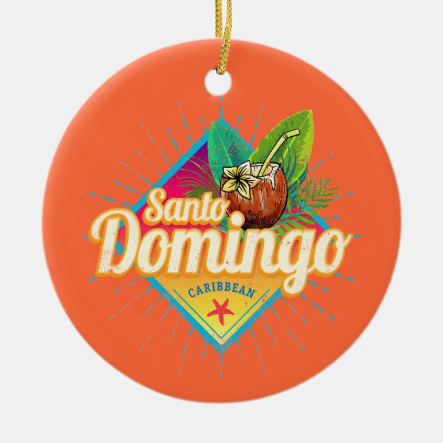 Santo Domingo Caribbean Dominican Republic Retro L Ceramic Ornament (Front)