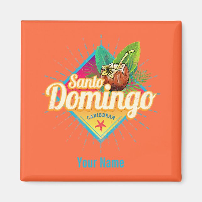 Santo Domingo Caribbean Dominican Republic Retro Magnet (Front)