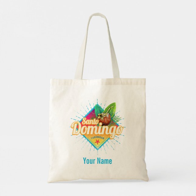 Santo Domingo Caribbean Dominican Republic Retro Tote Bag (Back)