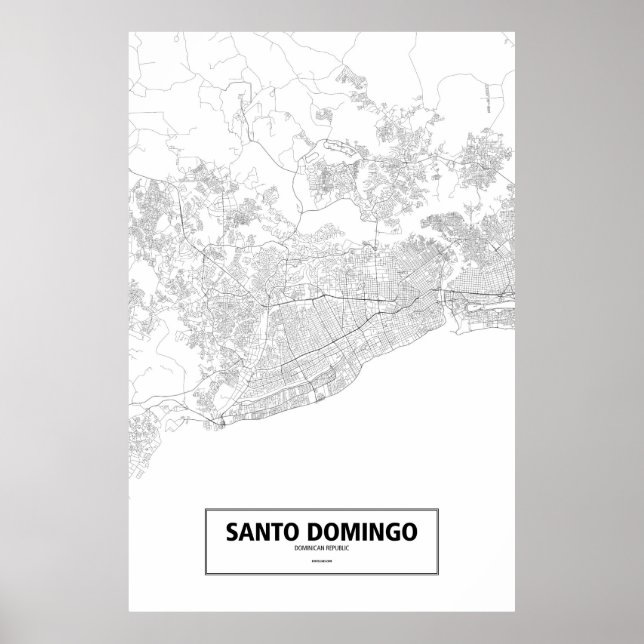 Santo Domingo, Dominican Republic (black on white) Poster (Front)