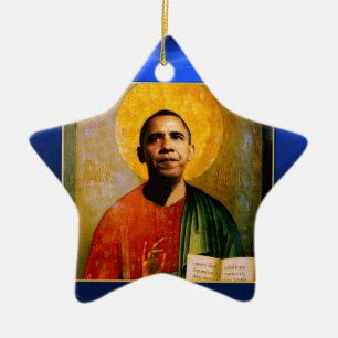 SANTOBAMA  Blue Sapphire Star Ceramic Tree Decoration