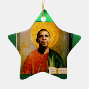 SANTOBAMA  Green Jade Star Ceramic Ornament