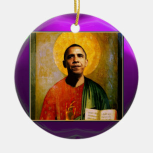SANTOBAMA  Purple Amethyst Ceramic Ornament