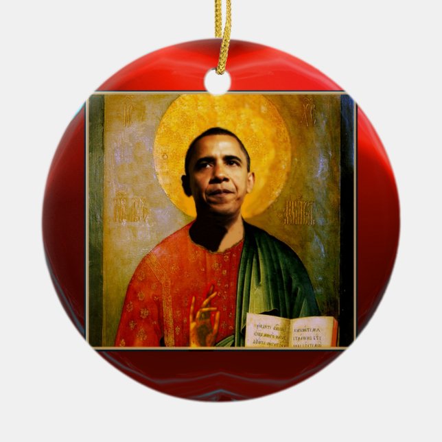 SANTOBAMA  Red Ruby Ceramic Ornament (Front)