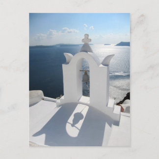 Santorini Bell Tower Casts Shadow Postcard
