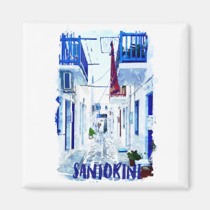 Santorini Blue and White Travel Magnet