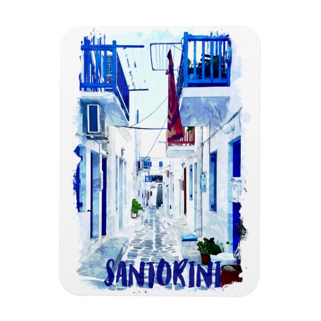Santorini Blue and White Travel Photo Magnet (Vertical)