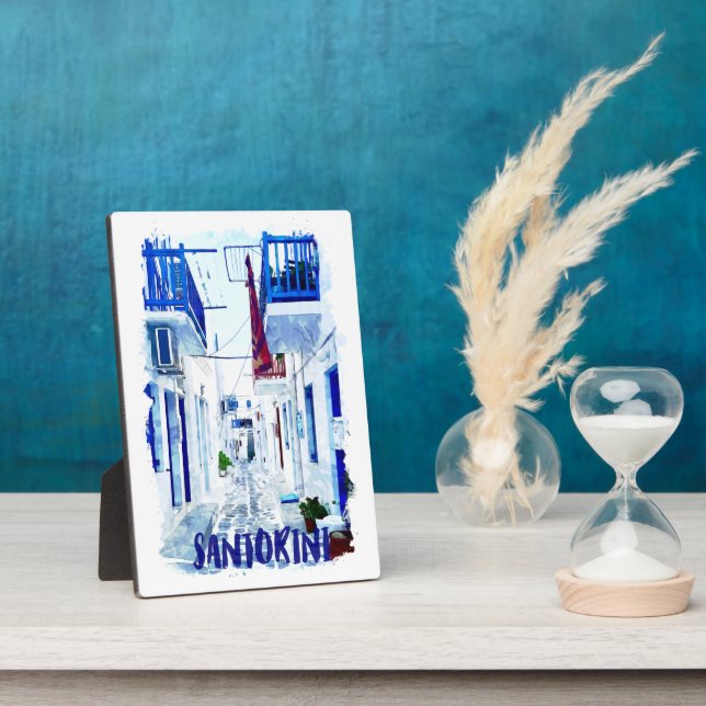 Santorini Blue and White Travel Plaque (Side)