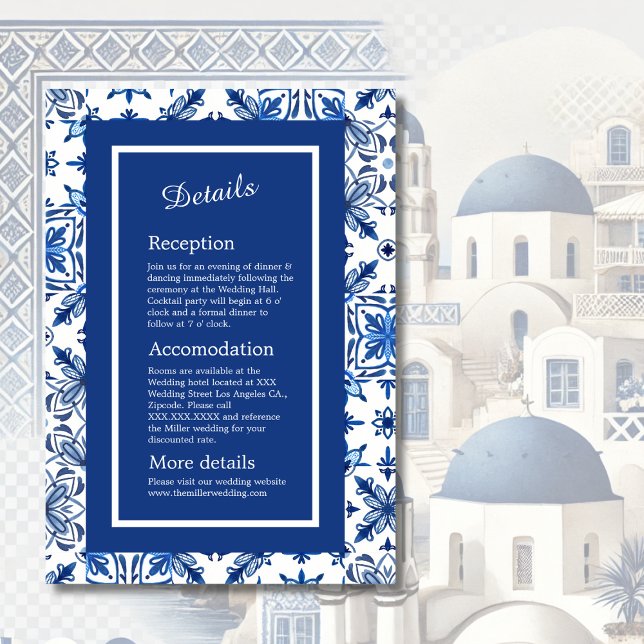 Santorini Blue Mediterranean Wedding Enclosure Card (Creator Uploaded)
