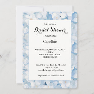 Santorini Blue White Flowers Bridal Shower Invitation