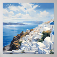 Santorini by the Sea Poster