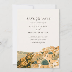 Santorini Caldera Romantic Mediterranean Wedding Save The Date