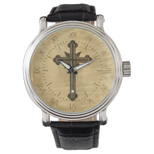 Santorini Christian Cross Wooden Maple Rosewood Watch