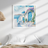 Santorini Church Beach Coastal Wall Art