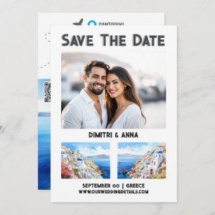 Santorini coast destination wedding save the date