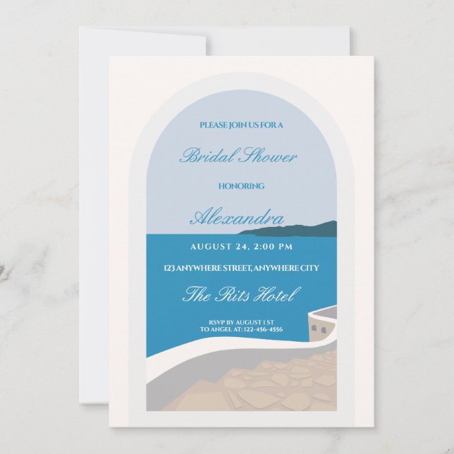 Santorini Destination Bridal Shower  Invitation (Front)