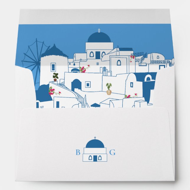Santorini Destination Greece Wedding 5x7 Envelope (Back (Bottom))