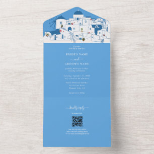 Santorini Destination Greek Island Wedding  All In One Invitation