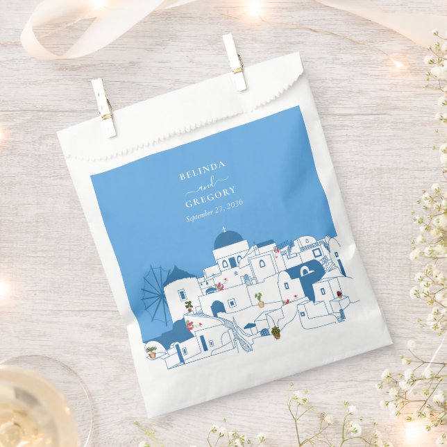 Santorini Destination Greek Island Wedding  Favour Bag (Clipped)