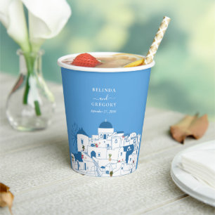 Santorini Destination Greek Island Wedding Paper Cups