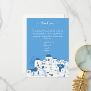 Santorini Destination Greek Island Wedding  Thank You Card