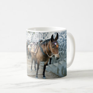 Santorini Donkeys on the Steps in Fira Coffee Mug