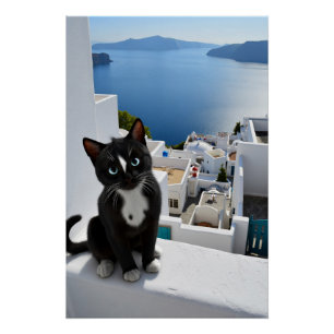 Santorini Dreaming with Felini Poster