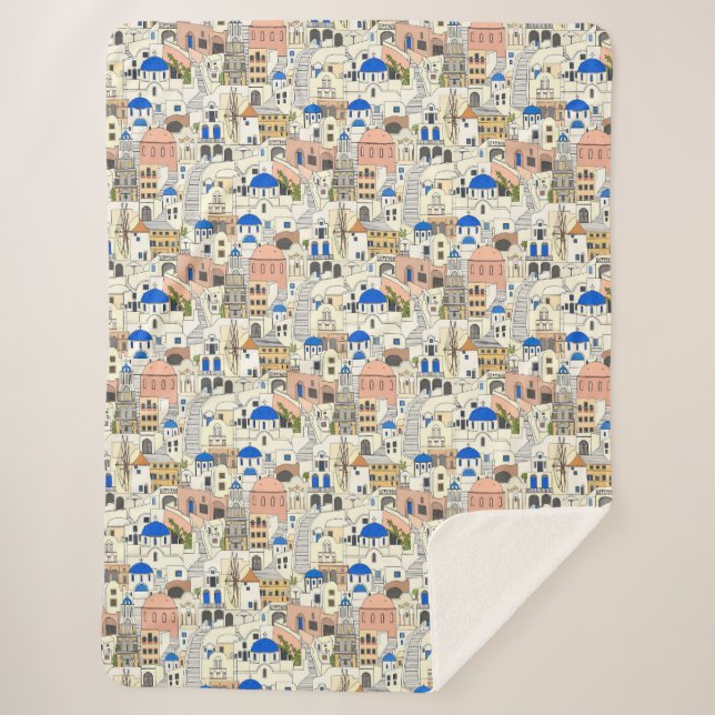 Santorini dreams sherpa blanket (Front)