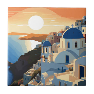 SANTORINI GREECE #1 CERAMIC TILE
