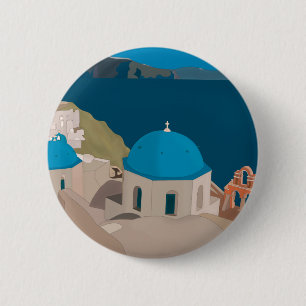 Santorini Greece 6 Cm Round Badge