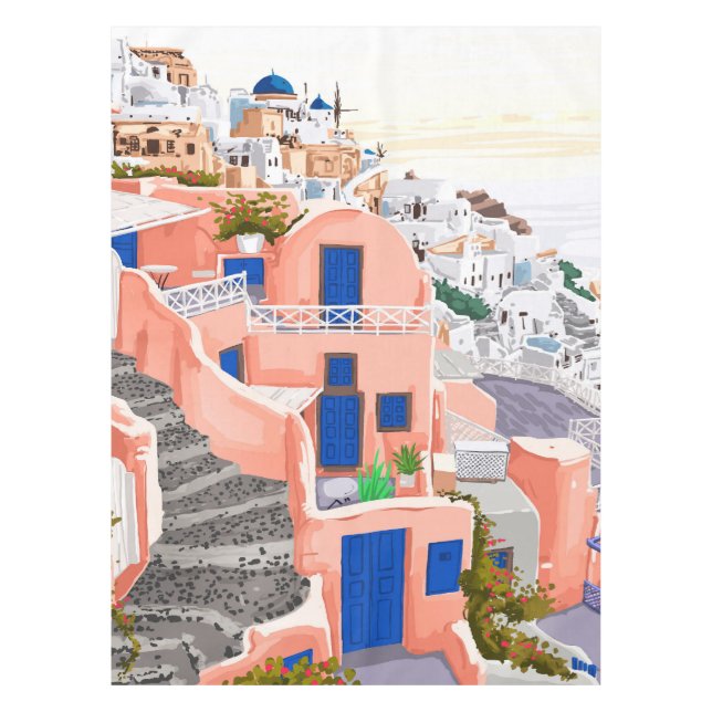 Santorini Greece Architecture Tablecloth (Front)