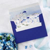 Santorini Greece Architecture Watercolor Wedding
