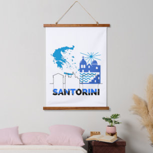 Santorini Greece.b Hanging Tapestry