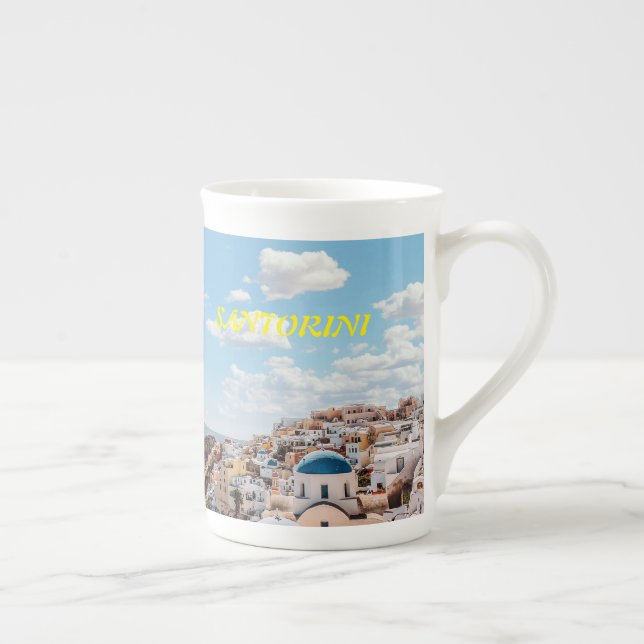 Santorini, Greece Beach House Bone China Mug (Right)