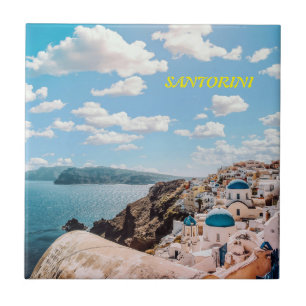 Santorini, Greece Beach House Ceramic Tile