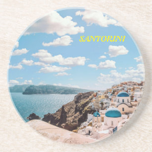 Santorini, Greece Beach House Coaster