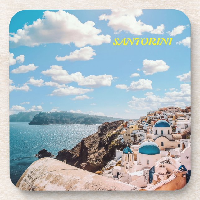 Santorini, Greece Beach House Coaster (Front)