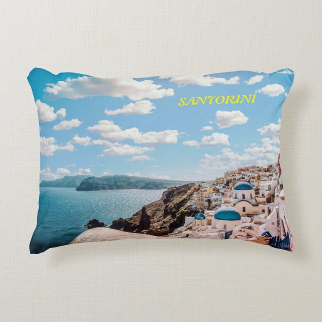 Santorini, Greece Beach House Decorative Cushion (Front)