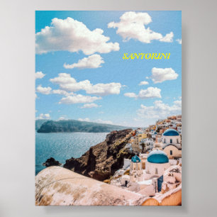 Santorini, Greece Beach House Poster