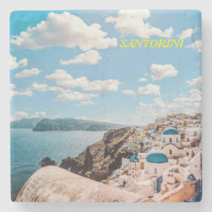 Santorini, Greece Beach House Stone Coaster