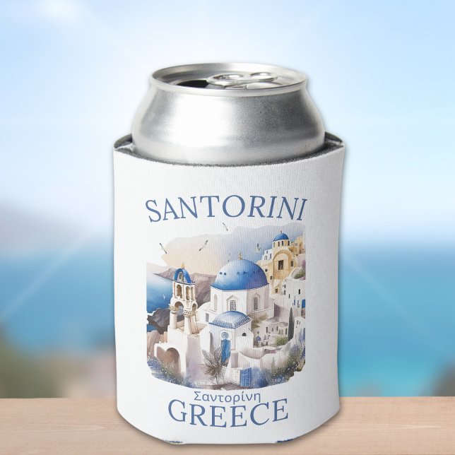 Santorini Greece Beautiful Island Can Cooler (Creator Uploaded)