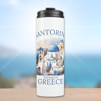 Santorini Greece Beautiful Island Thermal Tumbler